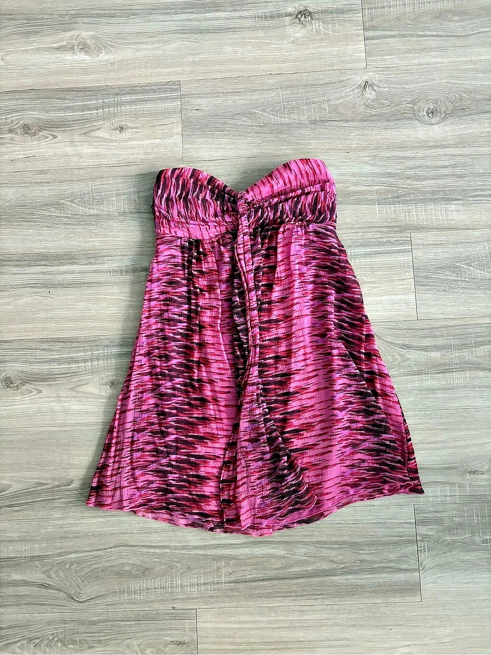 Vintage Y2K Express Pink Silk Strapless Mini Babydoll Dress